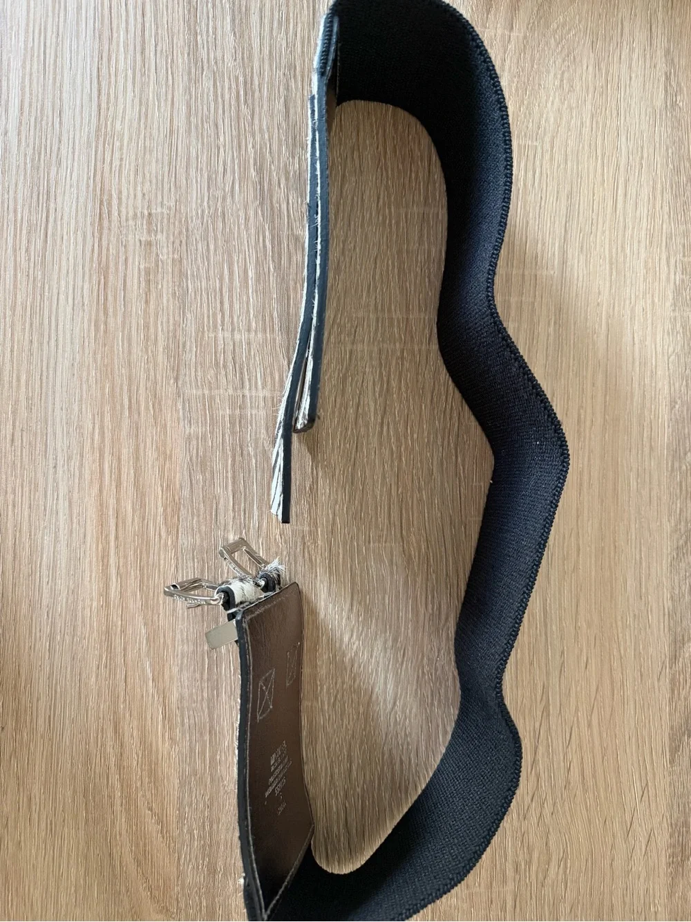 Michael Kors Black & White Zebra Elastic Waist Belt with Silver Hardware